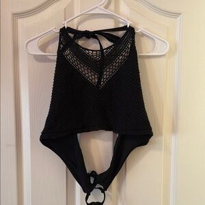 Black Crochet Bikini Top